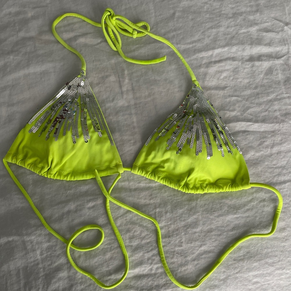 Victoria’s Secret Neon Green Sequin Bikini Top